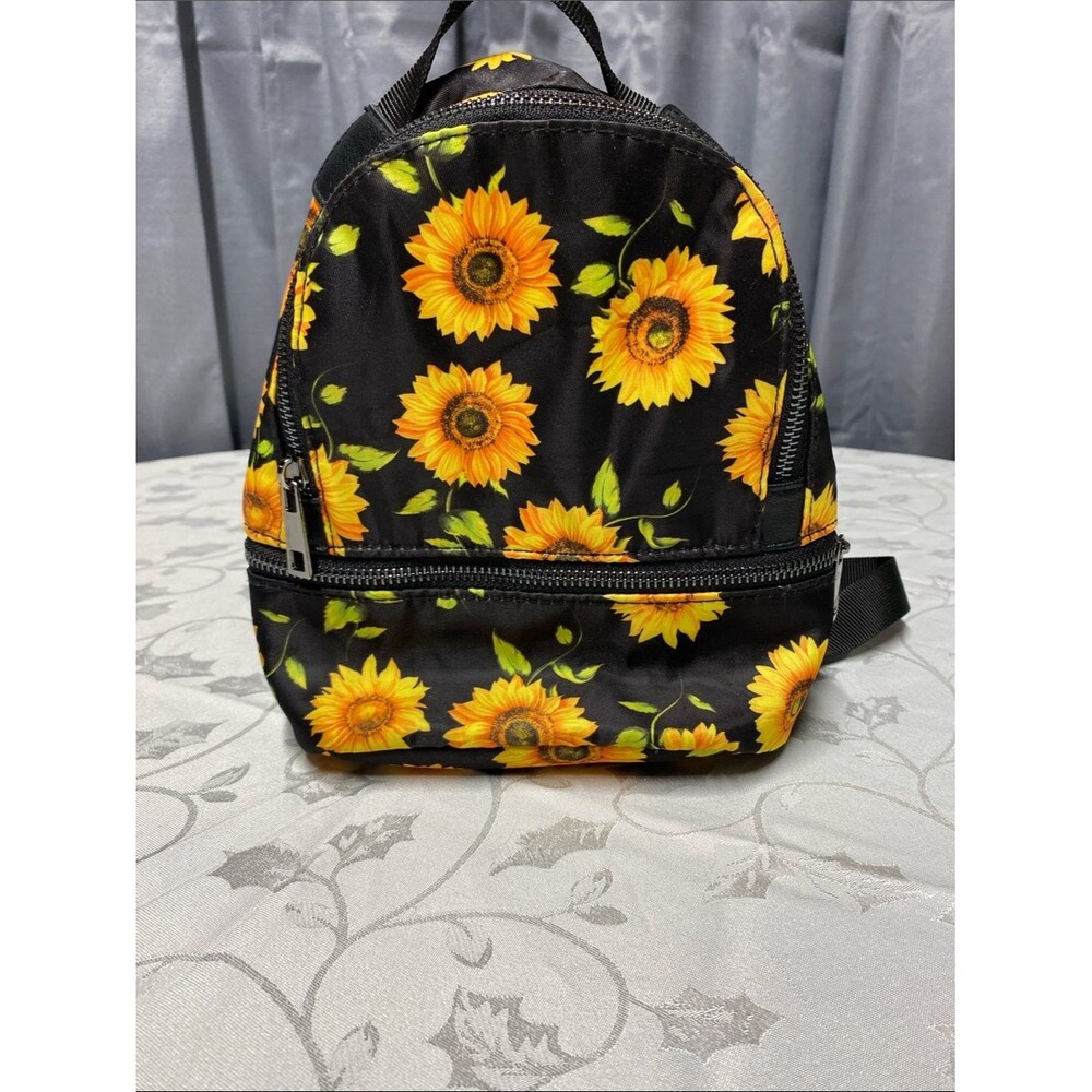 Sunflower Mini Backpack – 100% Cotton Shell – Black/Yellow – Small Daypack